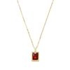Women's Trendy Square Zircon Crystal Sugar Cube Pendant 18K Gold Plated Stainless Steel Link Chain necklace