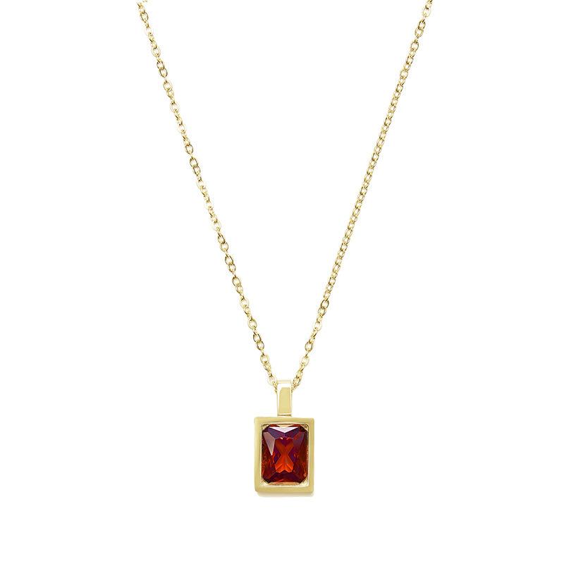 Women s Trendy Square Zircon Crystal Sugar Cube Pendant 18K Gold Plated Stainless Steel Link Chain necklace