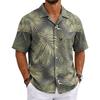 Men's Summer Hawaiian Print Cuban Collar Shirt Short Sleeve Button Down Casual Beach Shirt Lightweight Breathable Fabric