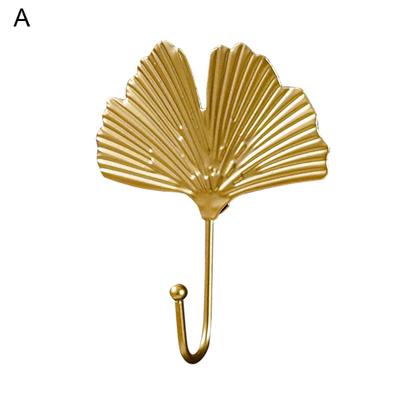 Golden Metal Leaf Shape Hook Door Wall Wardrobe Clothes Bag Hanger Hanging Decor