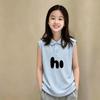 Korean Style Girls' Cotton Sleeveless Polo Vest, Thin Summer Design for Ages 6-12