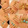 Vintage Turquoise Stainless Steel Open Finger Ring for Women
