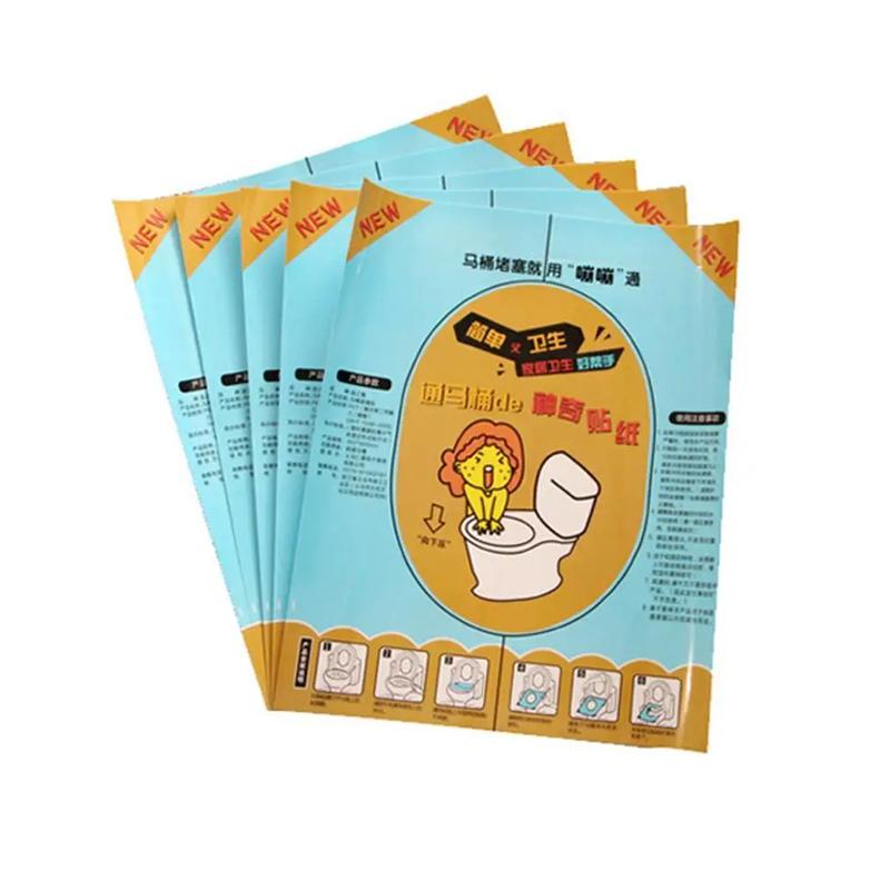 5PCS Toilet Unclogging Sticker Strong Disposable Toilet Dredger Toilet Unblocking Post Fix Clogged Film Bathroom Household Clean