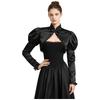 Women Victorian Gothic Bolero Shrug Floral Lace Trim Stand Collar Long Puff Sleeve Front Lacing Crop Cardigan Shawl for Vampire Cosplay Costume