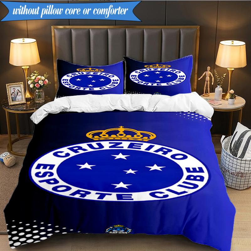 3PCS Cruzeiro Esporte Clube Printed Soft Bedding Set,Including 1pc Duvet Cover And 2pcs Pillowcases Perfect for Bedroom, Dormitory, Fan gift