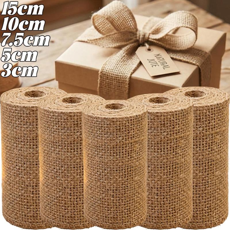 3/5/7.5/10/15cm Burlap Fabric Roll Christmas Gift Wrapping Bowknot DIY Handmade Wedding Party Home Decoration Jute Roll Supplies