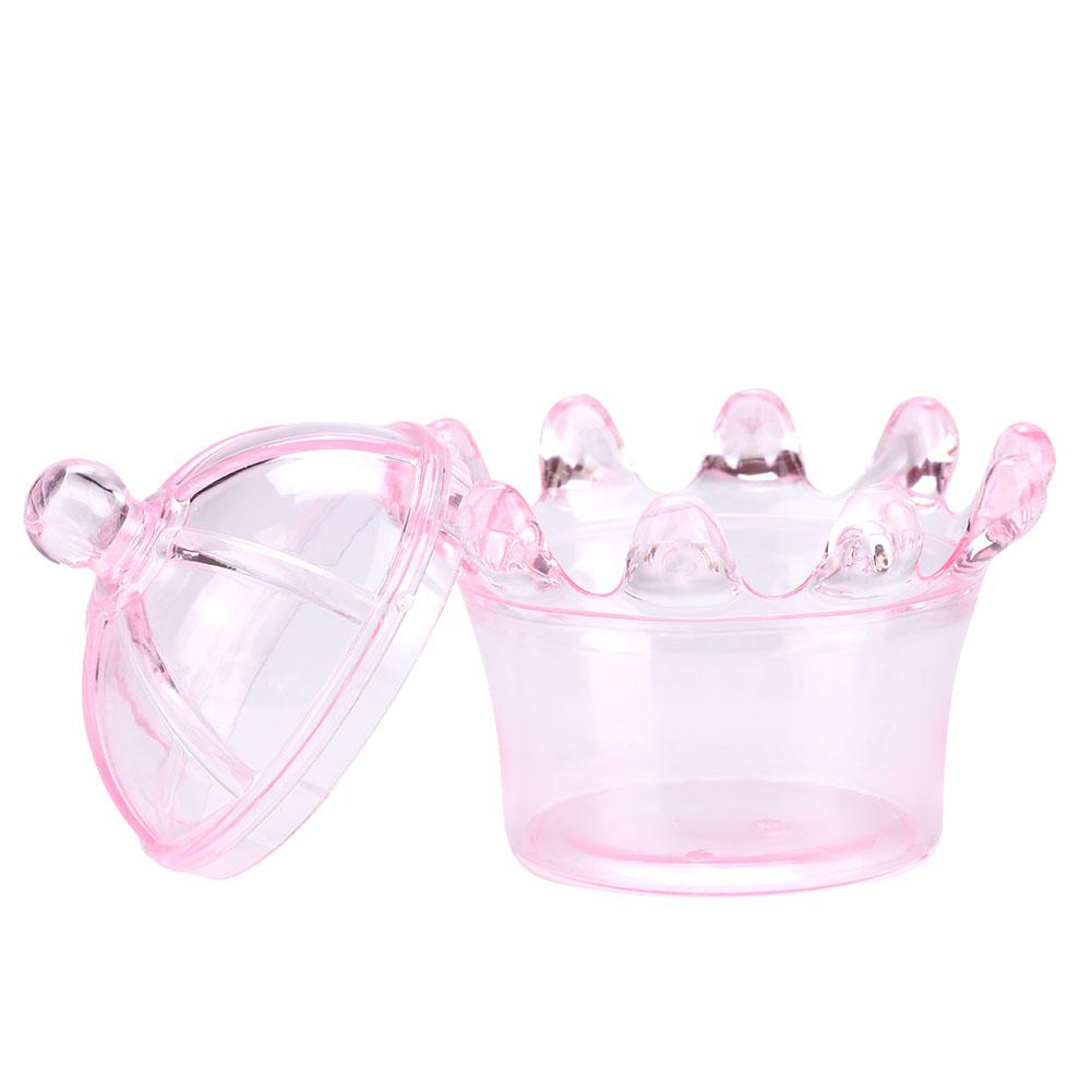 12Pcs Gift Bags Transparent Crown Plastic Box For Party Gift Chocolate Boxs;Pink: