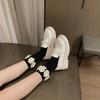 Platform Shoes Women's Summer New Retro Small Leather Shoes Women's with Skirts Flat-soled Single Shoes Women