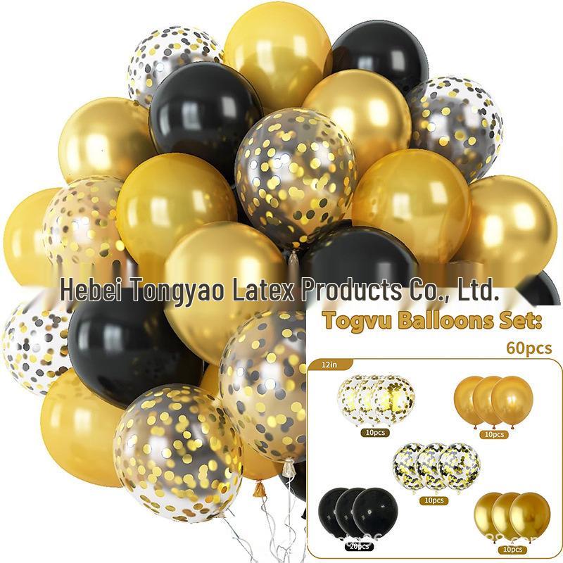 60-Piece 12" Vintage Color Glitter Balloon Set for Birthday Parties
