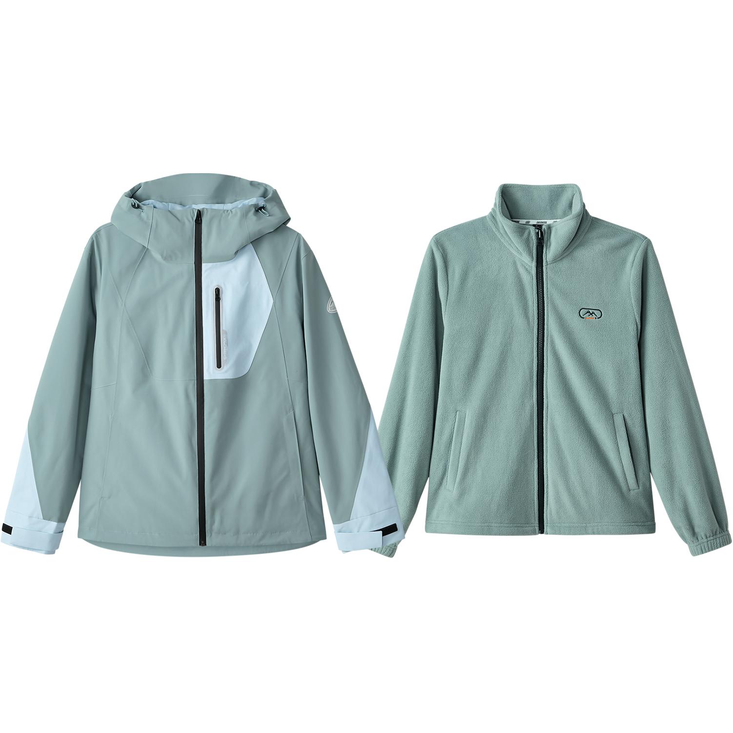 Skechers Warm Three-In-One Outdoor Sports Climbing Commuter Jacket Women jackets Lead-Green L324W141-037B S