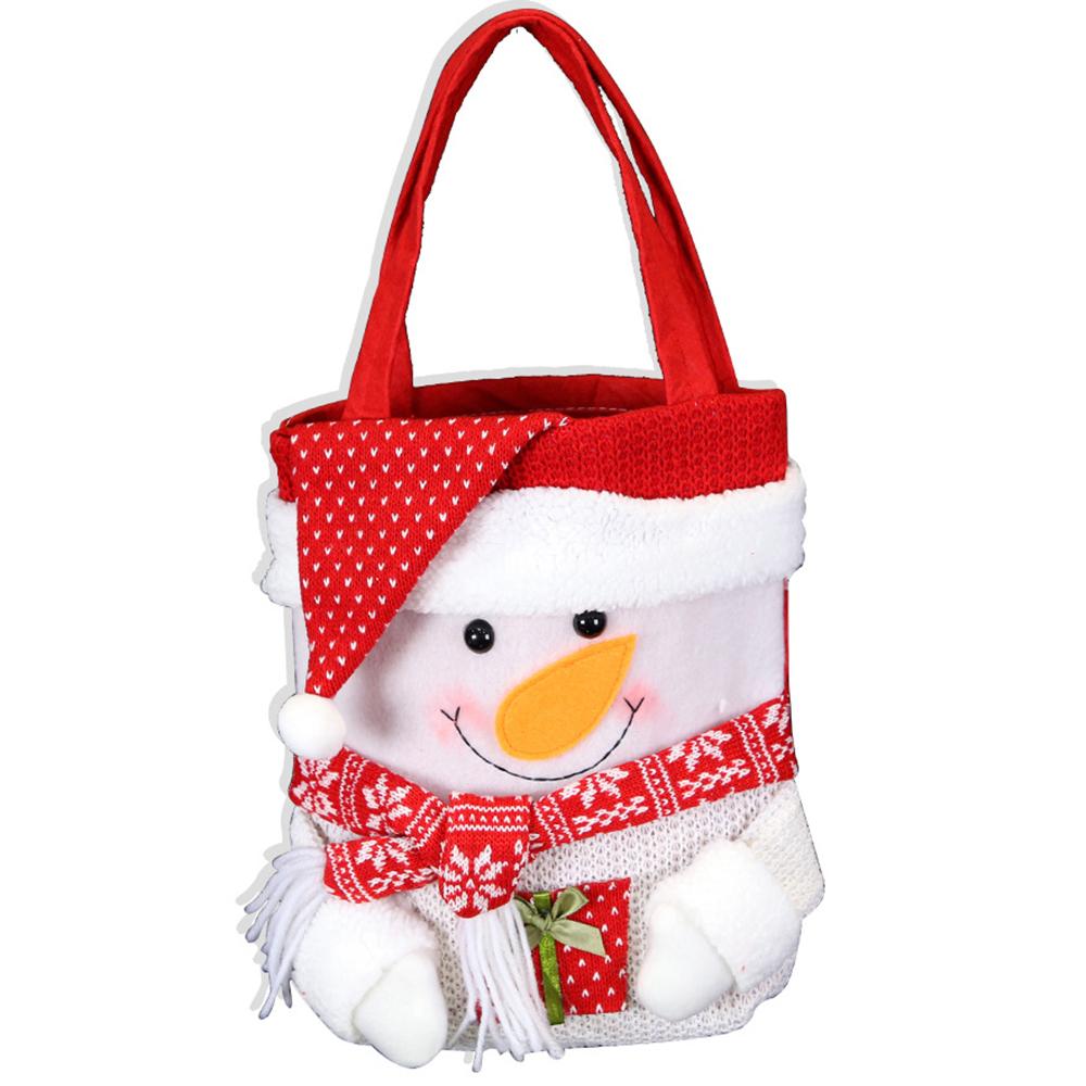 Christmas Candy Tote Bag Santa Snowman Deer Knit Felt Treat Gift Bag Party Decoration