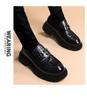 Men's Black Patent Leather Formal Shoes: High-End, Thick Sole, Height-Increasing, Breathable, Casual, Handcrafted.