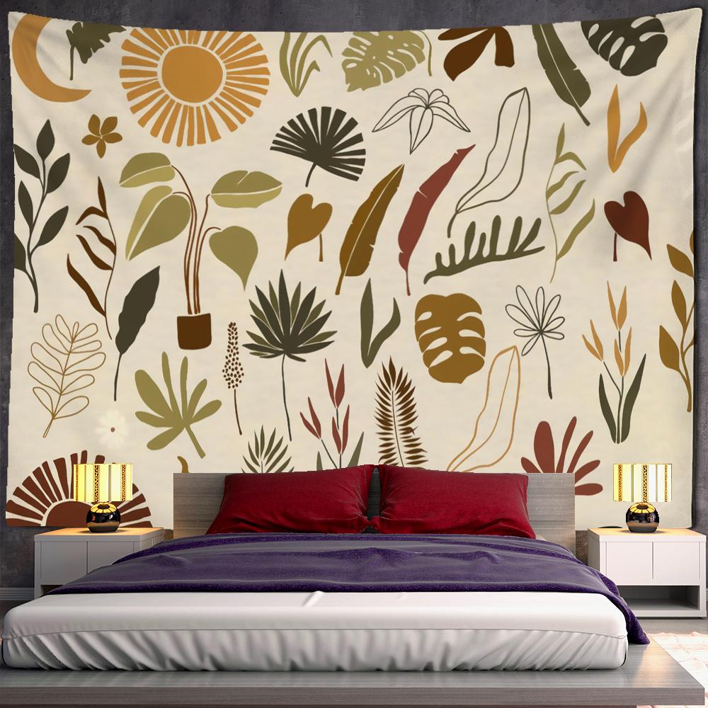 Ilustrație de linie simplă Tapiserie Agățat pe perete Pictură în ulei retro Stil boem În Decorul casei Fundal pânză