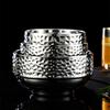 Double Layer Ice Cream Bowl Thickened Anti Scald Salad Soup Bowl Unbreakable Hammer Pattern Stainless Steel Soup Bowl