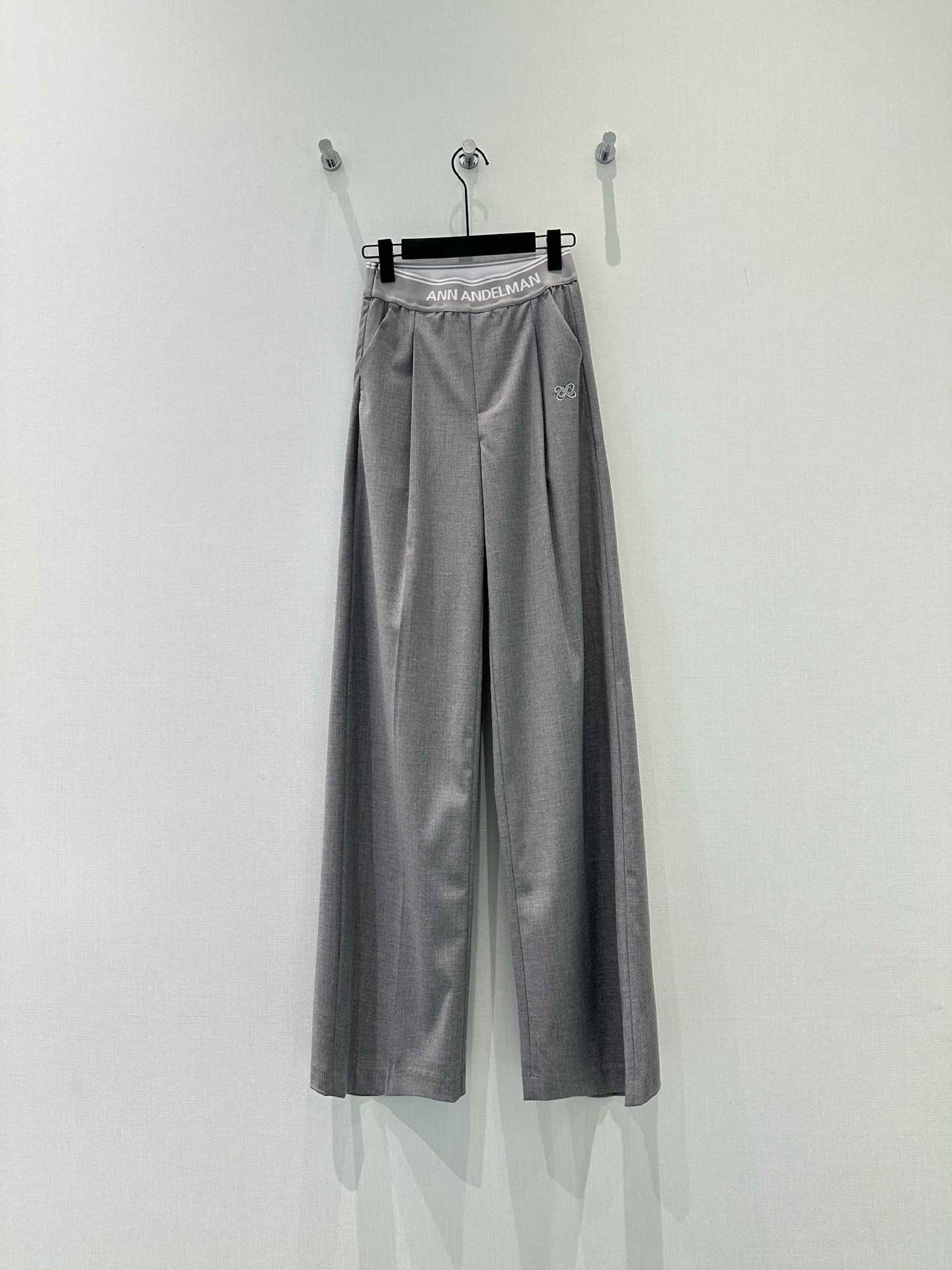 Nanyou Women s Spring High-Waisted Grey Wide-Leg Casual Pants Small