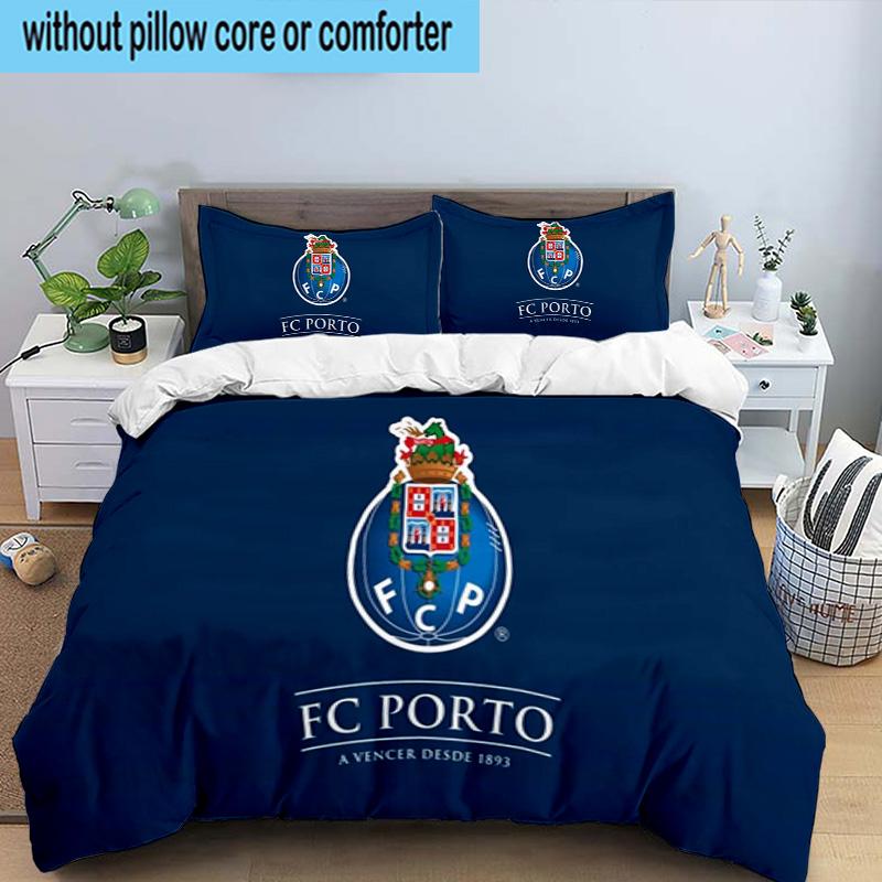 3PCS Fc Porto Crest Design Printed Bedding Set, Includes A Duvet Cover and Two Pillowcases for Bedroom, Suitable for All Seasons
