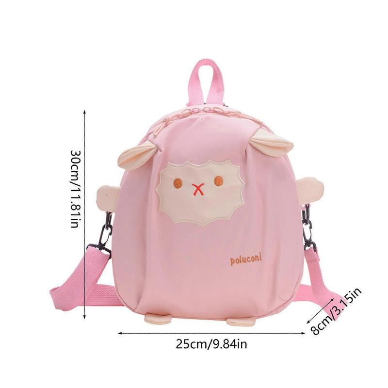 Girl Cartoon Sheep Backpack Student School Bag Lovely Crossbody Bag Japanese Style Small Backpack for Kindergartens  White