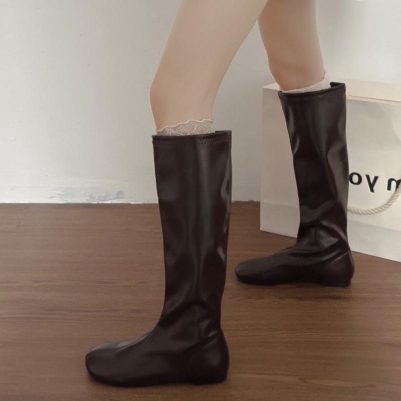 Street Style Cosy Soft Leather Women Knee High Boots Fashion Elegant Square Toe Shoes Women'S Stretch Slim Knight Long Booties