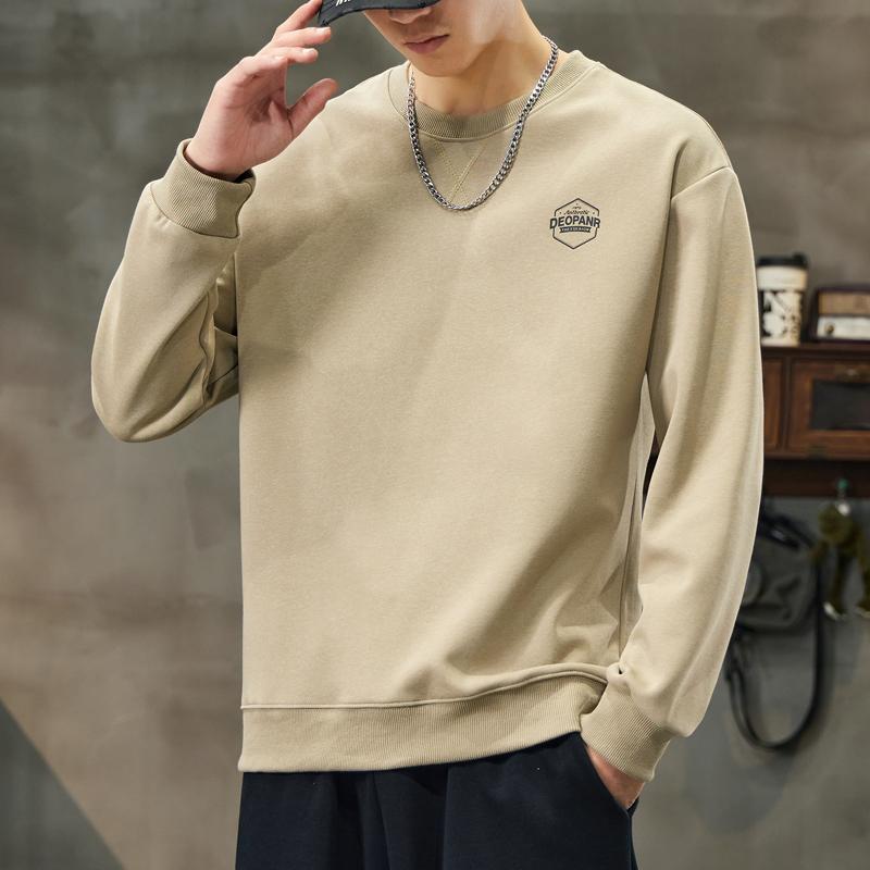 Crew Neck Sweater Men'S Velvet Winter Thickened Thermal Pullover American Simple Light Ripe Trendy Top