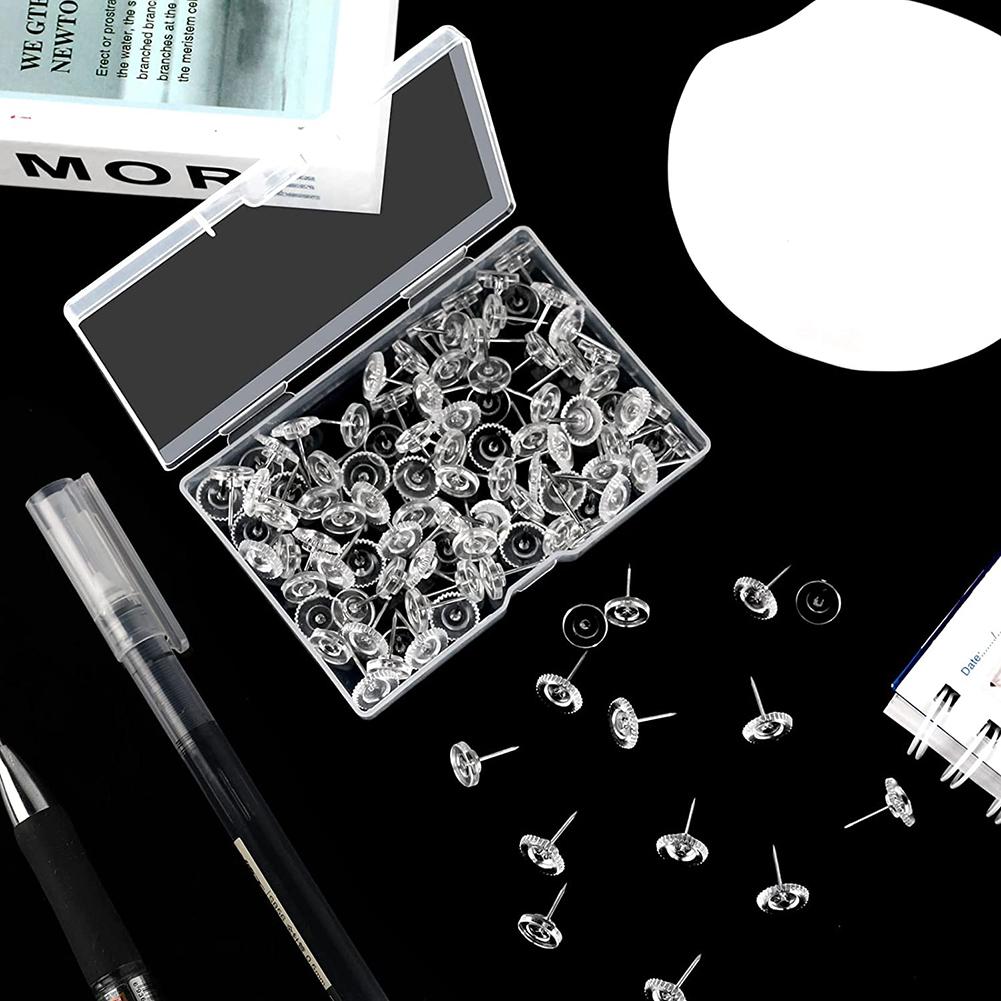 100pcs Round Clear Push Pins Thumb Tacks For Bulletin Board Posters Photos Postcards Office Home Decoration