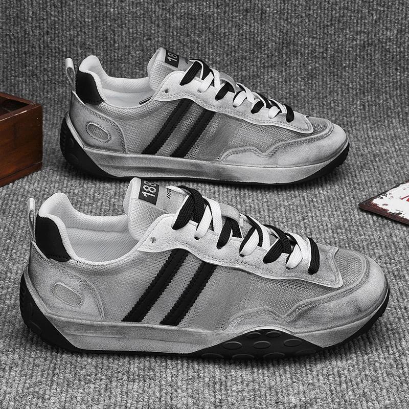 

Sneaker Casual Men Designer Retro Running Shoes Fashion Microfiber Leather Mesh Breathable Height Increased Platform Board Shoes 39