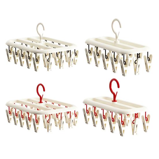 Rotatable 360° Clothes Drying Racks, Strong Windproof Non-Slip Multi-Clip Design, Appropriate Spacing Durable PP Clips, for Balcony Clothes Socks