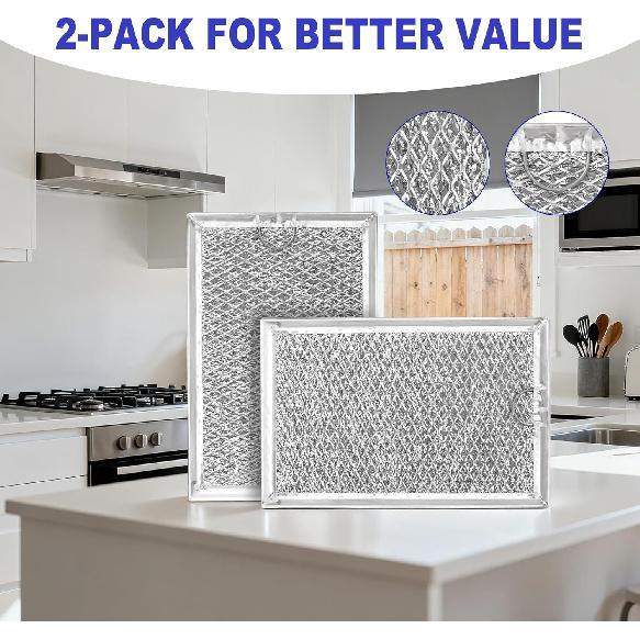 [2 Pack] OEM Microwave Filter Replacement 7.64" x 5.12" Fit for GE WB06X10309 WB06X10359, Microwave Vent Filter, Microwave Grease Filter, Filters