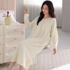Camice da notte stile palazzo da donna: Elegante Abito Lungo Monocolore per Primavera e Autunno 2026