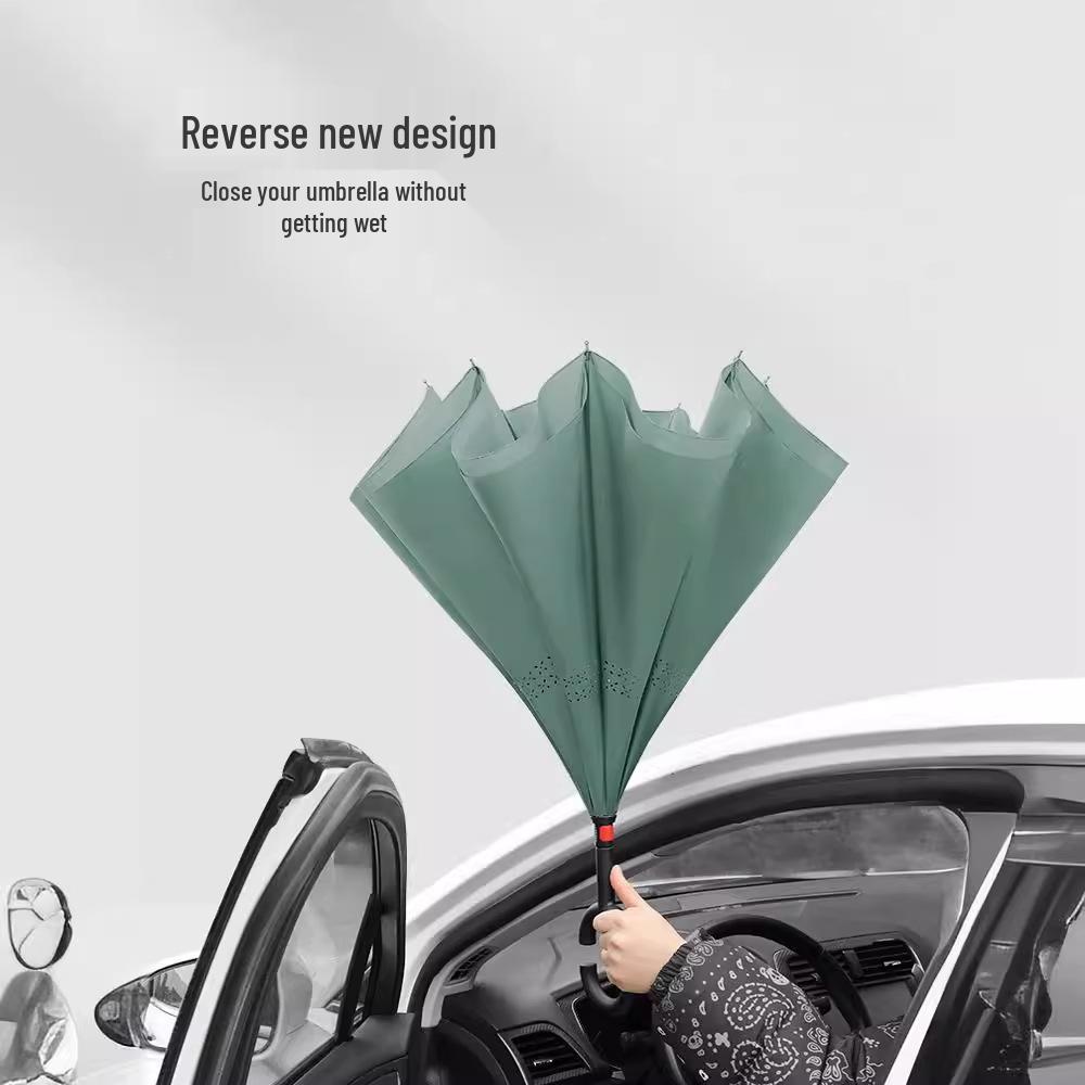 Double-Layer Automatic Hands-Free Umbrella: Extra-Large for Two, Windproof, Dual-Use for Rain or Shine, Long Handle for Men & Women.