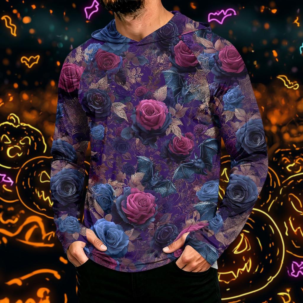 Men's Long Sleeve Hoodie with Sun Halloween Print Pullover