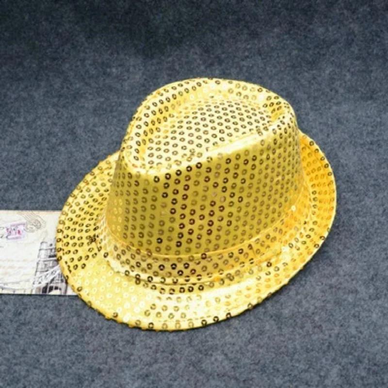 Fashion Creative Style Hats Dance Show Partys Jazz Hat Glitter Sequin Cowboy Cap Beading Hat Role Plays Prop Performance Costume