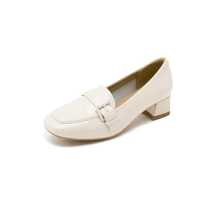 

Весенние новинки, модные кожаные туфли на невысоком толстом каблуке, женские туфли-клинья в повседневном стиле с пряжкой, маленькие кожаные туфли, детские лоферы 40