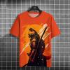 2024 Japanese Anime Samurai T-Shirt For Men 3D Animal Print Short Sleeved Tees Casual T-Shirt Vintage Shirt Retro Men Clothing