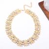 Light luxury fashion simple metal texture geometric two-color splicing chain necklace collar elegant temperament women