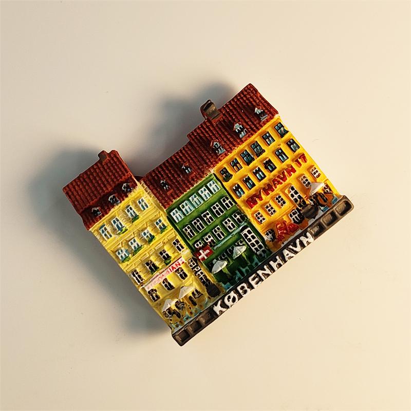 Nordeuropa Dänemark Kopenhagen 3D Stereoskopisch Tourismus Souvenirs Harzmalerei Dekoration Zuhause Kühlschrankmagnete