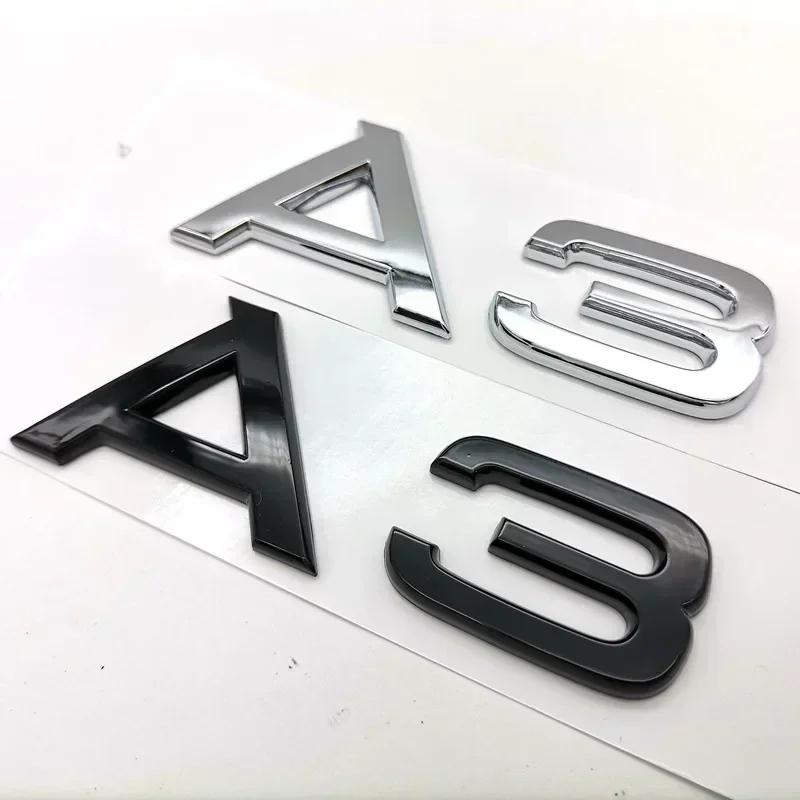 3D ABS Chrome Black Rear Trunk Emblem Badge Sticker Decals For f2 A1 A3 A4 A5 A6 A7 A8 Q2 Q3 Q5 Q7 Q8 TT Car Accessories