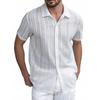 Men's Lace Short-sleeved Shirt With See-through Buttons, Holiday Casual Hollowed-out Top