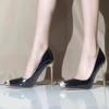 European and American Style Hottie Pointed Metal Stiletto High Heels Female Sexy Versatile Light Mouth Patent Leather Bed Single Shoes Spring