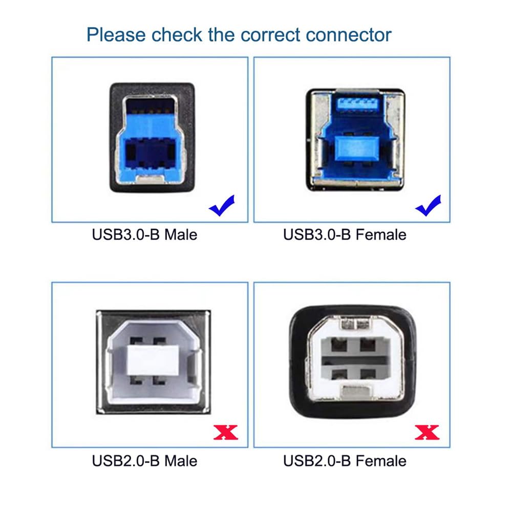 Xiwai Micro USB USB Female To USB Male Extension Supports Data and Cameras 3.0 Cable, 3.0 Type-B 3.0 Micro-B Cord, 5Gbps, 30cm, Disks, SSDs,