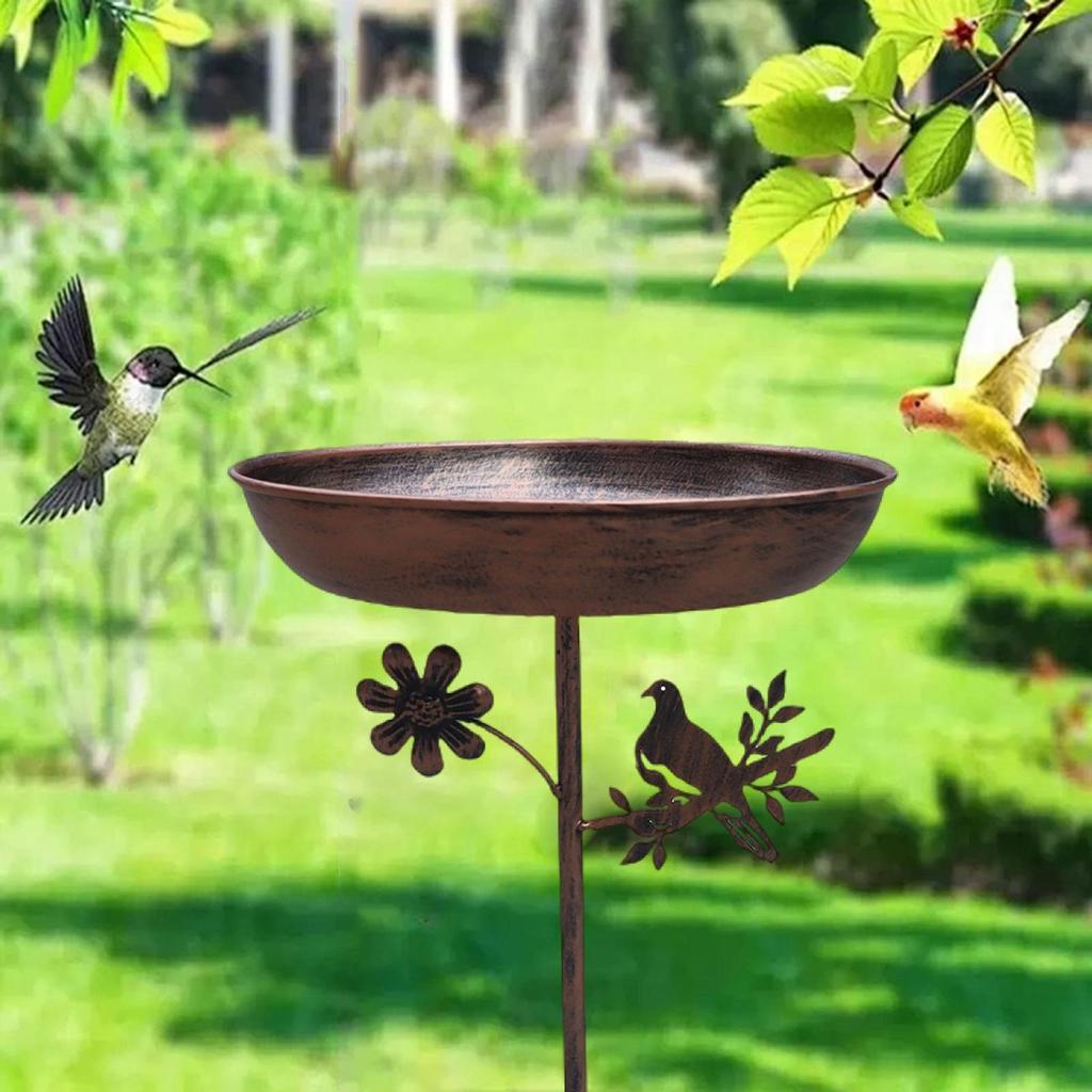Standing Bird Bath Bowl ,Yard ,Gift ,Balcony, Fence, Deck Park Wildbird Drinking Porch Bird Feeder Tray with Stake