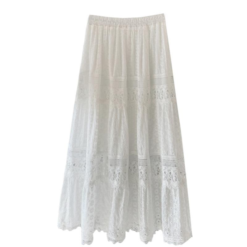 Heavy industry embroidery skirt lace fashion hollow cake skirt skirt skirt female spring and summer long skirt a word skirt fairy skirt