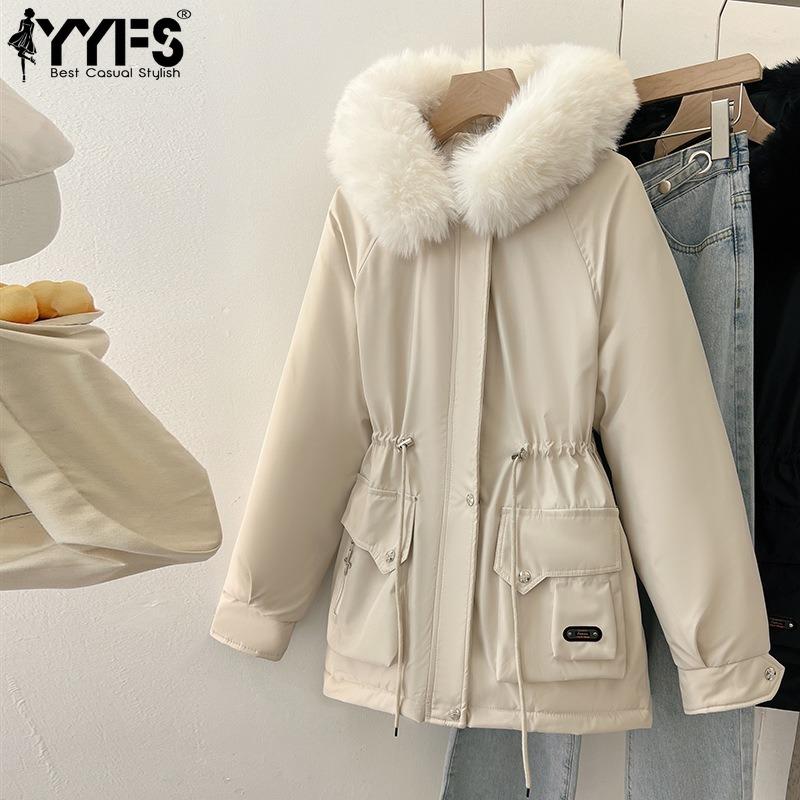 YYFS Dámská móda Ležérní Podzim Zima Jednobarevný potisk Bundy a kabáty s dlouhým rukávem Péřové kabáty