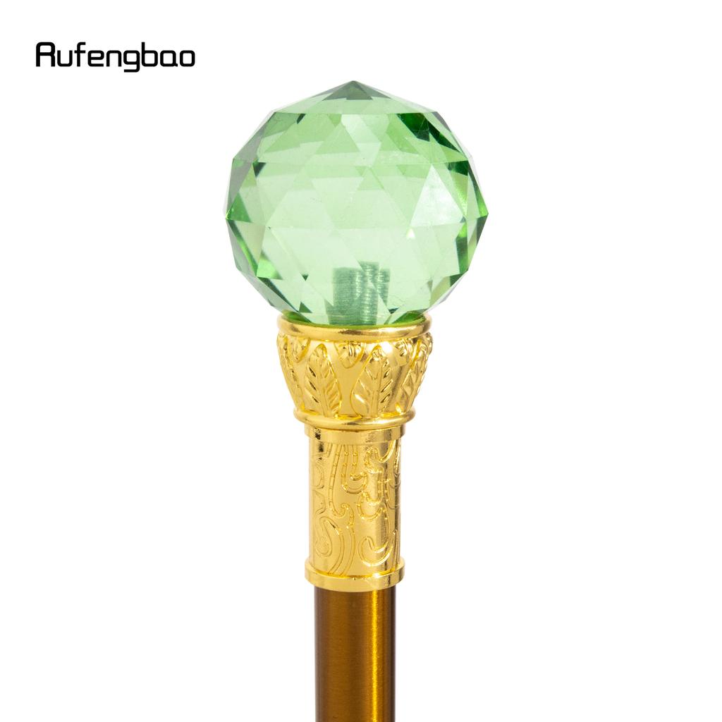 Green Glass Ball Golden Walking Cane Fashion Luxury Stick Cane Stage Cane Decorative Cosplay and Parties, for Cosplay & Party