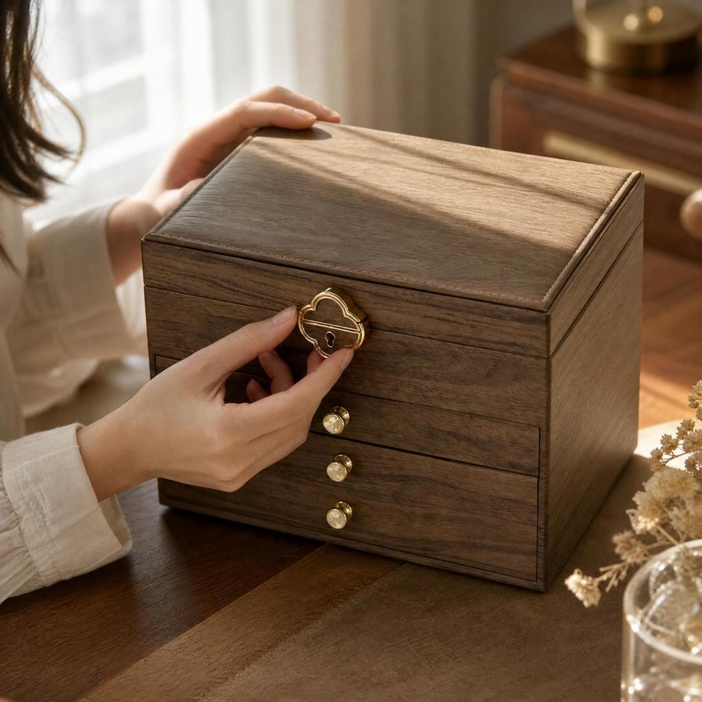 Jewelry Storage Box Hard Construction with Drawers Spacious