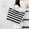 New Striped Large Capacity Shopping Bag Compilation Tote Bag