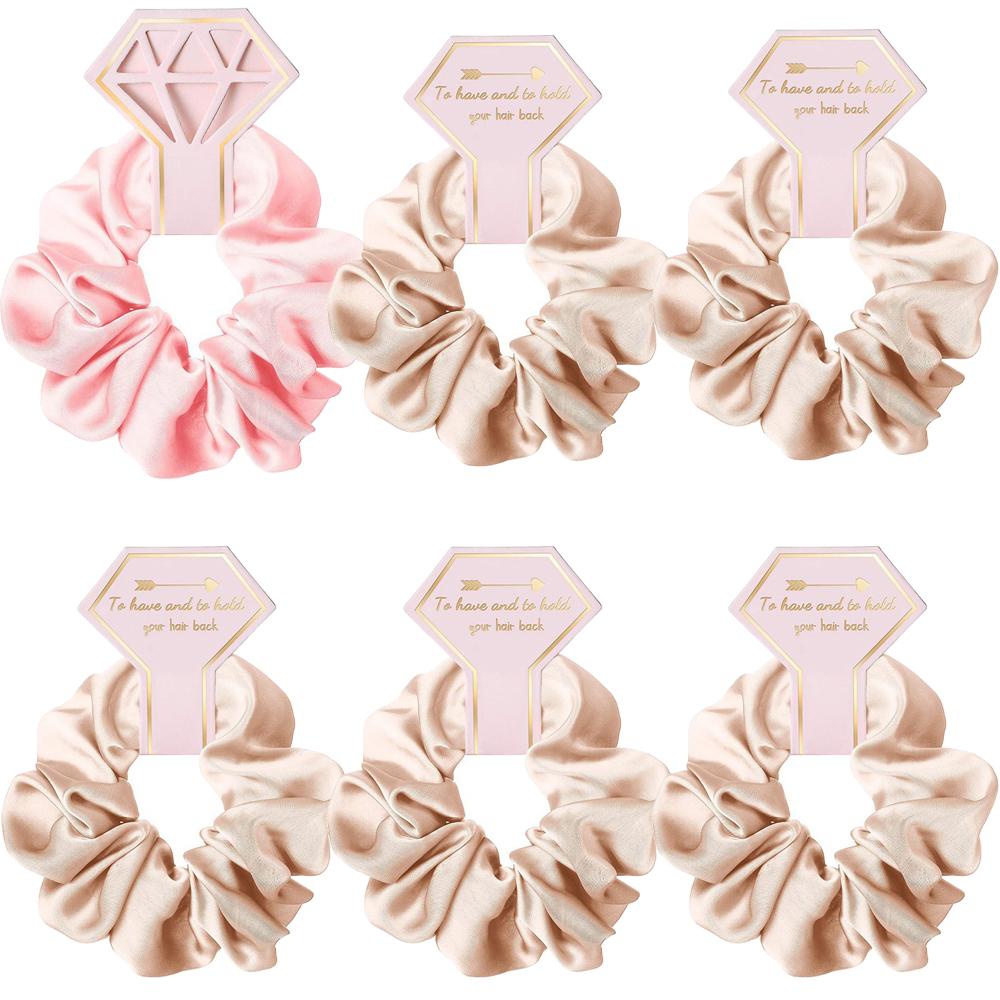 6pcs Satin Scrunchies Girls Elastic Hair Band Ponytail Holder Ties Rubber Bands Bride Bridesmaid Accessories Wedding Supplies