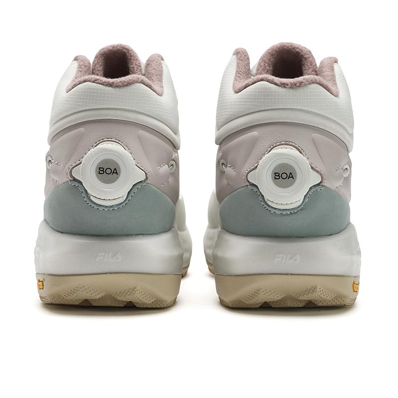 FILA Boa Explorer 2 High Comfortable Fleece Wear Resistant Running Shoes Women sneaker White Gray Pink A12W441110FWH