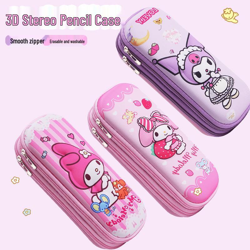 3D Cartoon Double-Layer Pencil Case for Kids - Large Capacity Zipper Bag for Boys and Girls