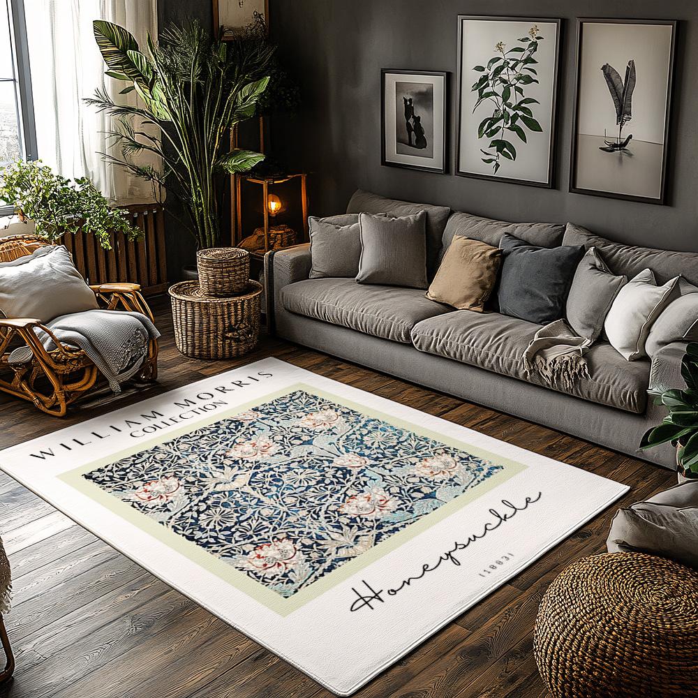 

Vintage William Morris Floral Area Rug Persian Style Home Decor Non-Slip Doormat Bohemian Carpet Traditional Design Floor Mat 60cm x 90cm