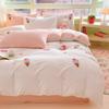 Pure Cotton Cartoon Towel Embroidered Bedding Set: Includes Quilt, Bed Sheet, and Pillowcases